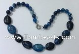 CGN261 20.5 inches 8mm round & 18*25mm flat teardrop agate necklaces