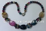 CGN279 18.5 inches 8mm round & 18*25mm oval agate beaded necklaces