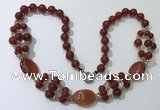 CGN293 24.5 inches chinese crystal & red agate beaded necklaces