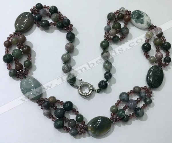 CGN296 24.5 inches chinese crystal & Indian agate beaded necklaces