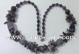 CGN301 27.5 inches chinese crystal & amethyst beaded necklaces