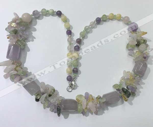 CGN303 27.5 inches chinese crystal & mixed quartz beaded necklaces