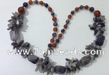 CGN310 27.5 inches chinese crystal & mixed gemstone beaded necklaces