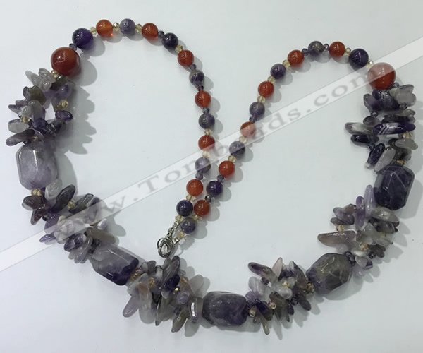 CGN310 27.5 inches chinese crystal & mixed gemstone beaded necklaces