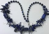 CGN313 27.5 inches chinese crystal & lapis lazuli beaded necklaces