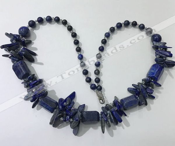 CGN313 27.5 inches chinese crystal & lapis lazuli beaded necklaces