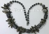 CGN314 27.5 inches chinese crystal & labradorite beaded necklaces