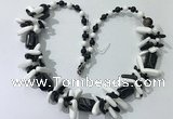 CGN317 chinese crystal, white porcelain & black agate beaded necklaces