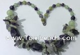 CGN330 20.5 inches chinese crystal & mixed gemstone beaded necklaces