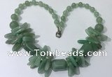 CGN336 20.5 inches chinese crystal & green aventurine beaded necklaces