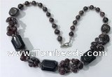 CGN341 20.5 inches chinese crystal & garnet beaded necklaces