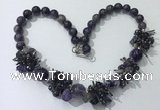 CGN352 19.5 inches chinese crystal & amethyst beaded necklaces