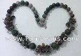 CGN357 19.5 inches chinese crystal & Indian agate beaded necklaces