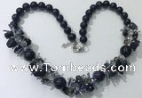 CGN360 19.5 inches chinese crystal & blue goldstone beaded necklaces