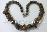 CGN362 19.5 inches chinese crystal & yellow tiger eye beaded necklaces