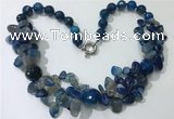 CGN379 19.5 inches round & chips blue agate beaded necklaces