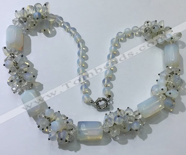 CGN388 23 inches chinese crystal & opal beaded necklaces