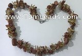 CGN411 19.5 inches chinese crystal & goldstone chips beaded necklaces