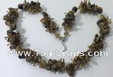 CGN416 19.5 inches chinese crystal & yellow tiger eye chips beaded necklace