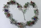 CGN417 19.5 inches chinese crystal & mixed gemstone chips beaded necklaces