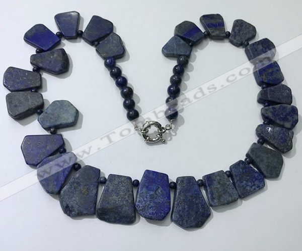 CGN432 20 inches freeform lapis lazuli gemstone beaded necklaces