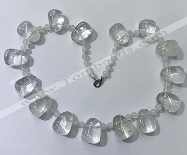 CGN440 21.5 inches freeform white crystal gemstone beaded necklaces