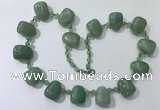 CGN442 21.5 inches freeform green aventurine beaded necklaces