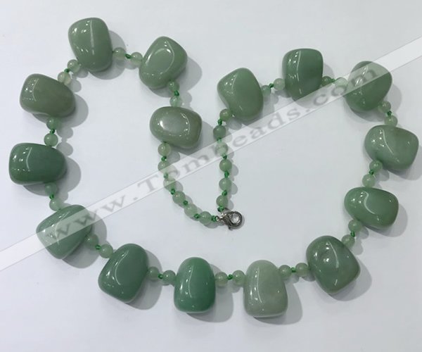 CGN442 21.5 inches freeform green aventurine beaded necklaces