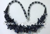 CGN466 22 inches chinese crystal & blue goldstone beaded necklaces