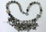 CGN475 21.5 inches chinese crystal & striped agate beaded necklaces