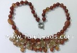 CGN481 21.5 inches chinese crystal & striped agate beaded necklaces