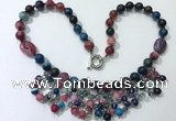 CGN486 21.5 inches chinese crystal & striped agate beaded necklaces