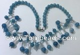 CGN502 21 inches chinese crystal & blue sponge quartz beaded necklaces