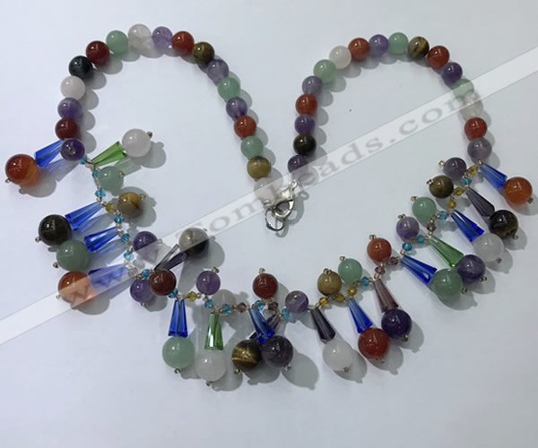 CGN507 21 inches chinese crystal & mixed gemstone beaded necklaces