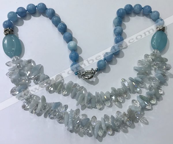 CGN516 23.5 inches chinese crystal & mixed gemstone beaded necklaces