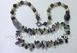 CGN518 23.5 inches chinese crystal & mixed gemstone beaded necklaces