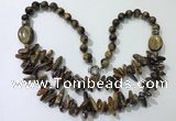 CGN523 23.5 inches chinese crystal & yellow tiger eye beaded necklaces