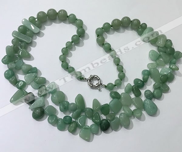 CGN543 27 inches fashion green aventurine beaded necklaces