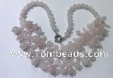 CGN555 19.5 inches stylish 4mm - 12mm rose quartz beaded necklaces