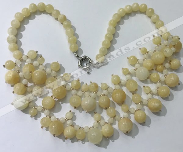 CGN561 19.5 inches stylish 4mm - 12mm yellow jade beaded necklaces