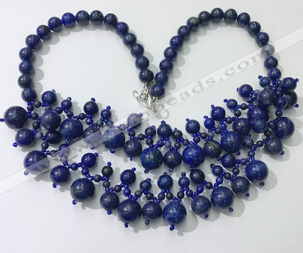 CGN566 19.5 inches stylish 4mm - 12mm lapis lazuli beaded necklaces