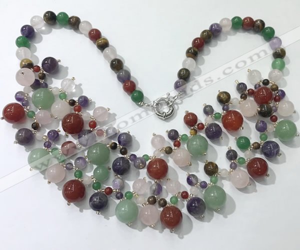 CGN567 19.5 inches stylish 4mm - 12mm mixed gemstone beaded necklaces