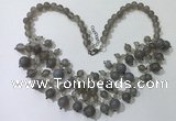 CGN568 19.5 inches stylish 4mm - 12mm grey agate beaded necklaces