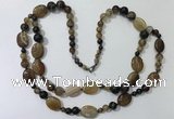 CGN581 23.5 inches striped agate gemstone beaded necklaces