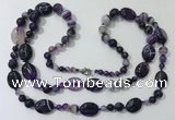 CGN583 23.5 inches striped agate gemstone beaded necklaces