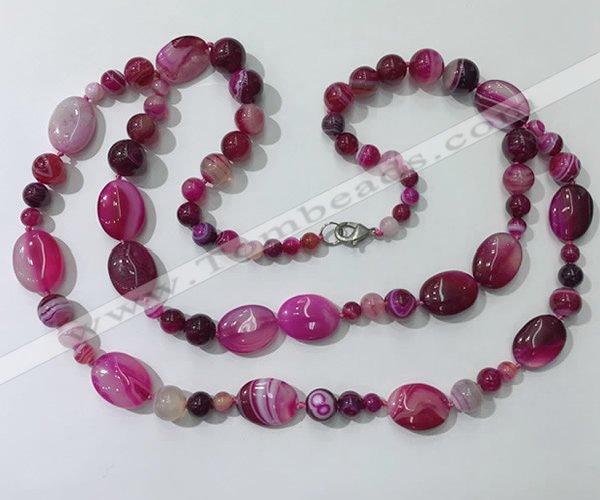 CGN584 23.5 inches striped agate gemstone beaded necklaces