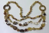 CGN596 23.5 inches striped agate gemstone beaded necklaces