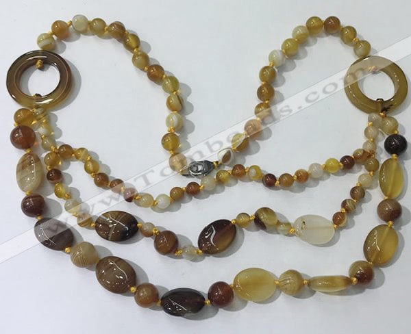 CGN596 23.5 inches striped agate gemstone beaded necklaces