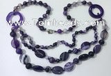 CGN597 23.5 inches striped agate gemstone beaded necklaces