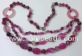 CGN598 23.5 inches striped agate gemstone beaded necklaces